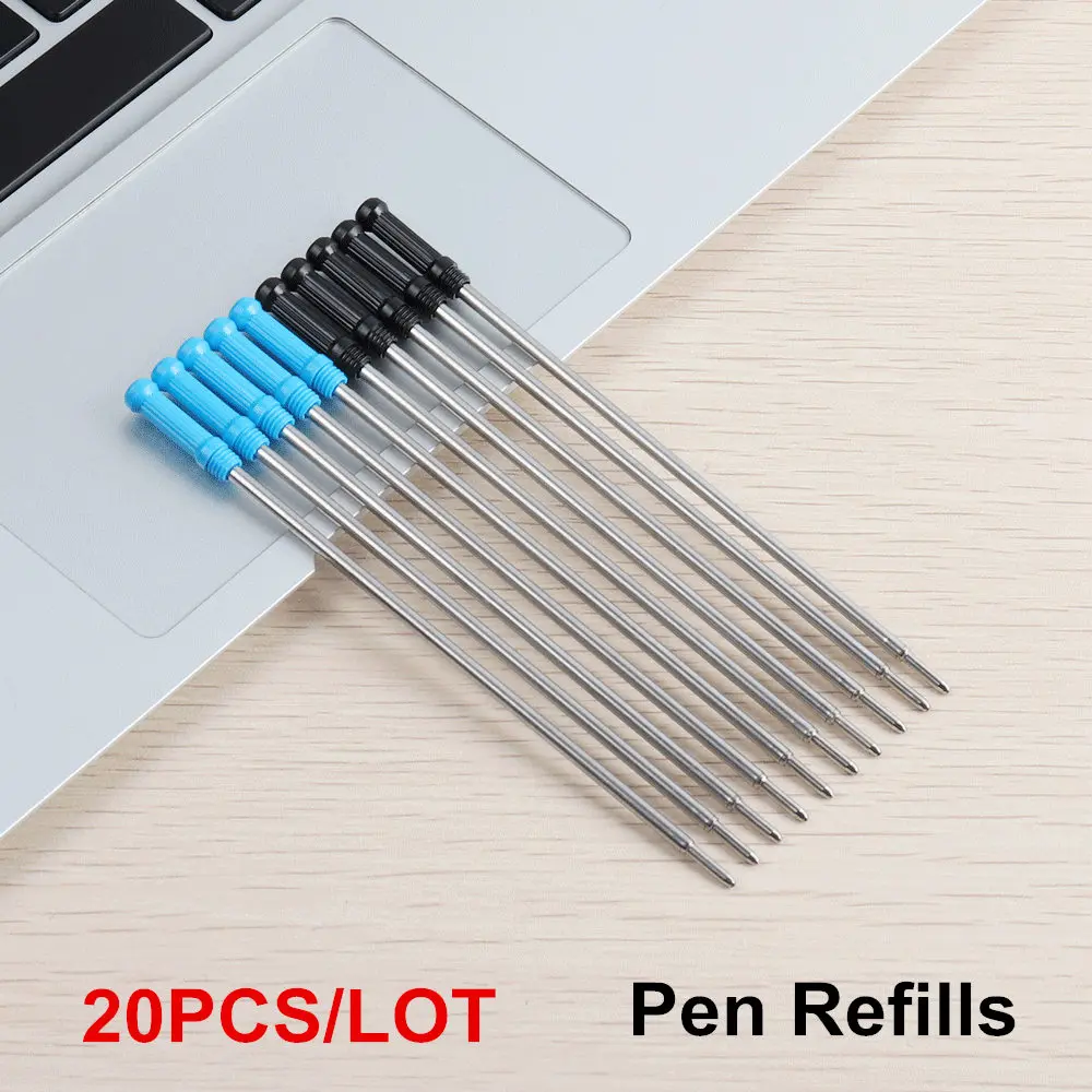 20PCS Pen Refills 1 шт GENKKY шариковая ручка полностью из металлического материала, вращающиеся стильные шариковые ручки для школы, офиса, цвета чернил: черный, синий, 0,7 мм - Цвет: 20PCS Pen Refills