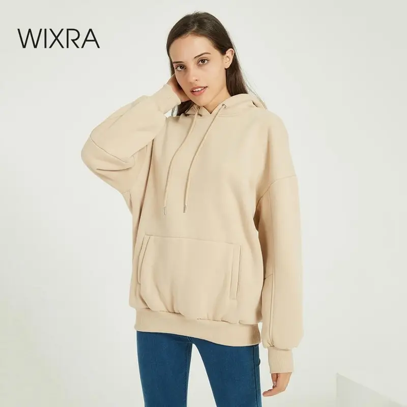 Женские повседневные толстовки с капюшоном Wixra теплые бархатные свободные
