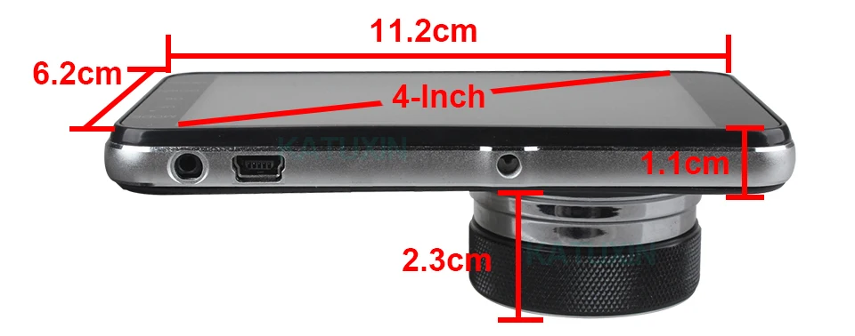 4 дюйма 1080P Скрытая Dash Cam Регистраторы Двойной объектив Видеорегистраторы для автомобилей Камера для парковочной системы KATUXIN AT908
