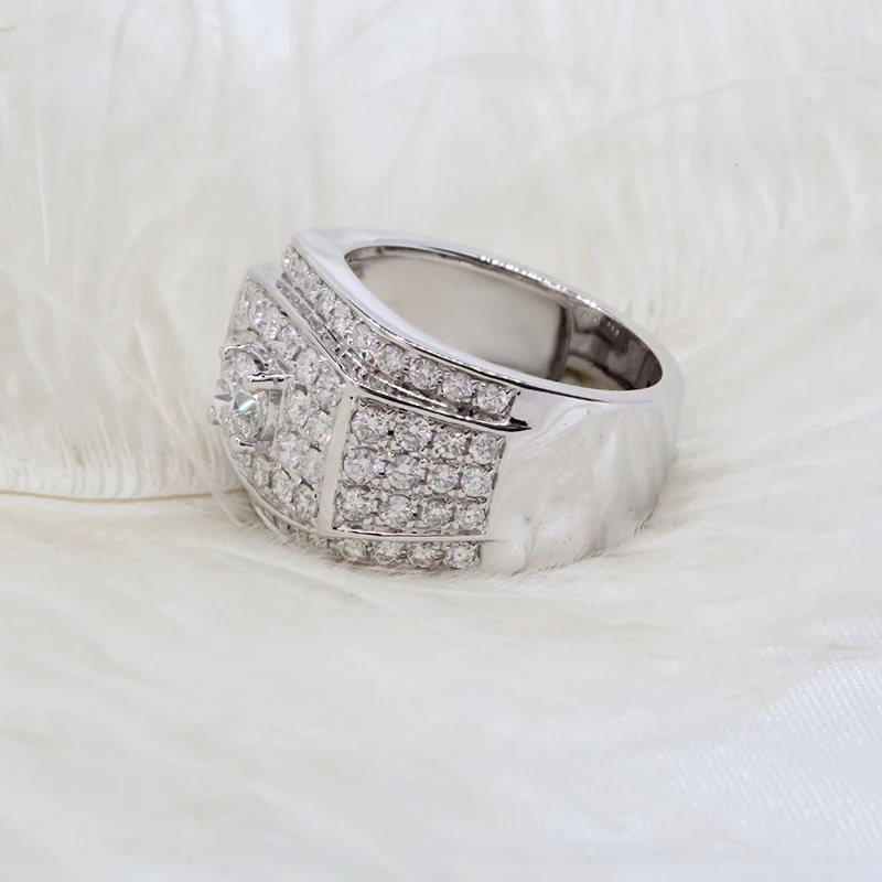 AEAW роскошное кольцо из муассанита 18 к белое золото 0.3ct 2CTW круглая огранка Brillant Лаборатория алмаз для мужчин свадебные мужские ювелирные изделия