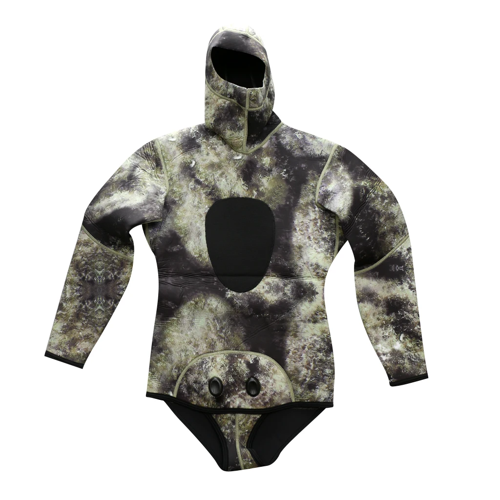 Premium Spearfishing Wetsuits 3mm Neoprene 2-Pieces Hoodie Snorkeling Full Suits Long Sleeve Neoprene Wetsuit Top for Men Women