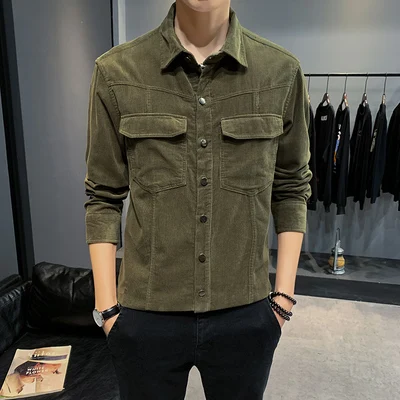 

2019 autumn and winter new corduroy long-sleeved shirt men's autumn new Japanese trend pockets tide brand casual loose men's shirt jacket