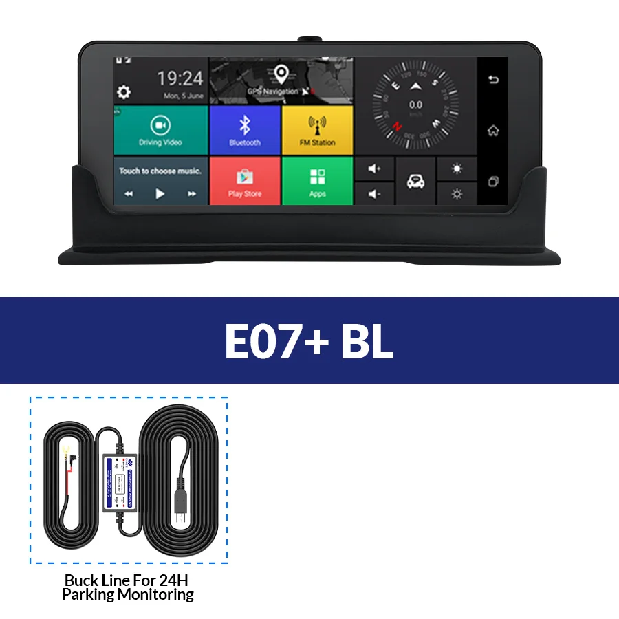 E07-BL E-ACE E07 4G Dvr gps камера ADAS Android DVR Автоматическая Регистрация с gps навигацией Full HD 1080P видео рекордер две камеры s Vehicele - Название цвета: E07-BL