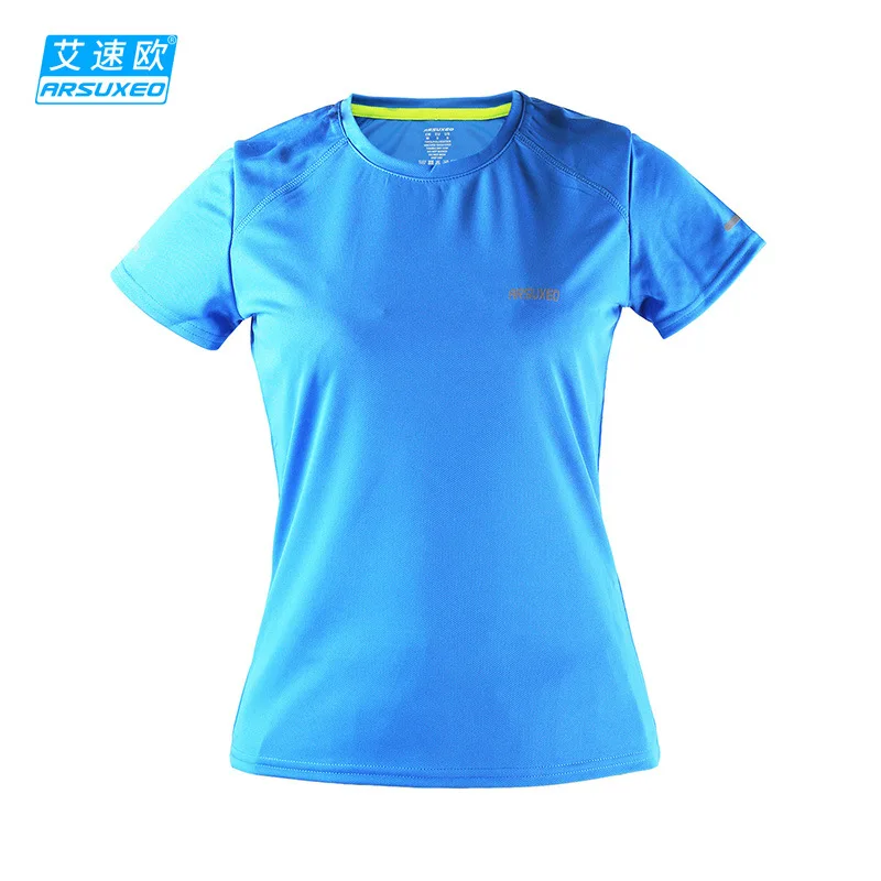 The light blue Летняя спортивная футболка мужская и женская повседневная Беговая футболка с коротким рукавом Тонкая быстросохнущая дышащая T1603 - Цвет: The light blue