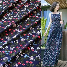 Полметра темно-синий низ с маленький цветок печати шифон ткань для платья рубашки одежды материал непрозрачные T965