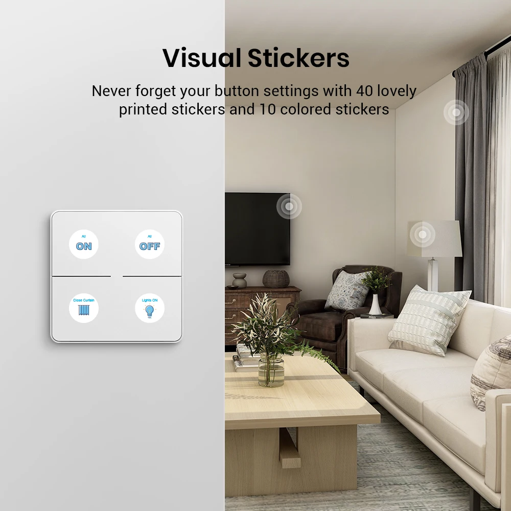 remoto, 4 Gang Switch Panel, Kit Interruptor Luz, Vida inteligente