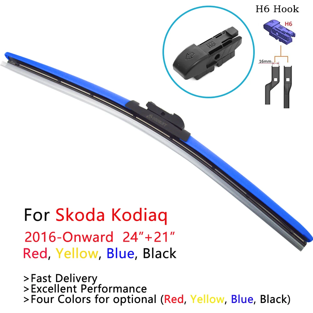 

HESITE Colorful Wiper Blades For Skoda Kodiaq 2016 2017 2018 2019 2020 Accessories Hybrid Wipers For Karoq Car Model Red Yellow