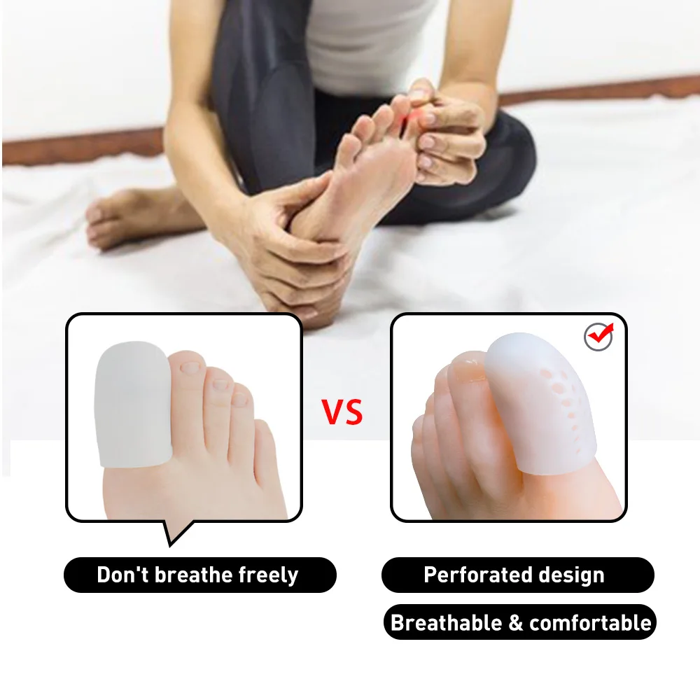 2Pcs Big Toe Separators  Silicone Toe Covers tube with Holes for Corns Calluses Blister New Breathable Toe Protector C1570