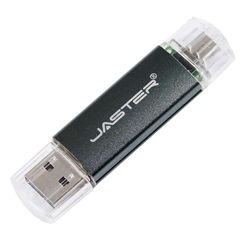 JASTER 2 в 1 USB флеш-накопитель 128 ГБ высокоскоростной флеш-накопитель 64 ГБ 32 ГБ 16 ГБ 8 ГБ внешний накопитель двойного назначения микро USB накопитель - Цвет: Gray