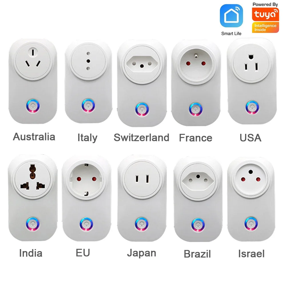 Общее жилой 2 4G WI-FI Мощность штекер Беспроводной Tuya Smart Life App Управление