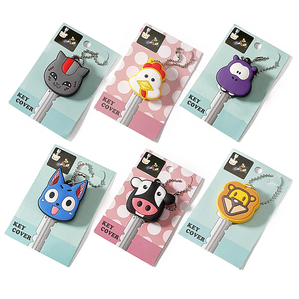 Cartoon Key Cover Small LED Lamp Soft Silicone Protective Case Key Control Dust Cover Holder Chain Pendant
