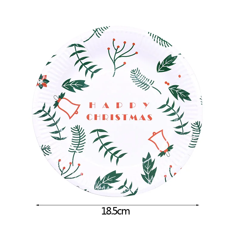8 шт./компл. Merry Christmas одноразовая посуда милый Санта тарелка с рисунком Счастливого Рождества Год Вечерние товары для кухни декор 75 - Цвет: B04