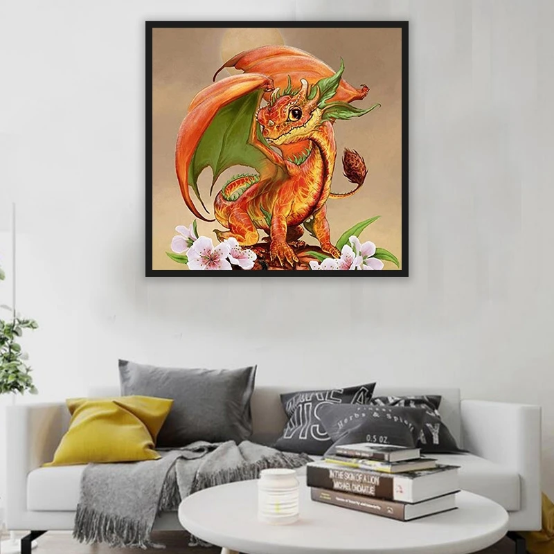 

DIY 5D Diamond Painting Kits for Adults,Full Drill Embroidery Paint with Diamond for Home Wall Decor(Dragon)