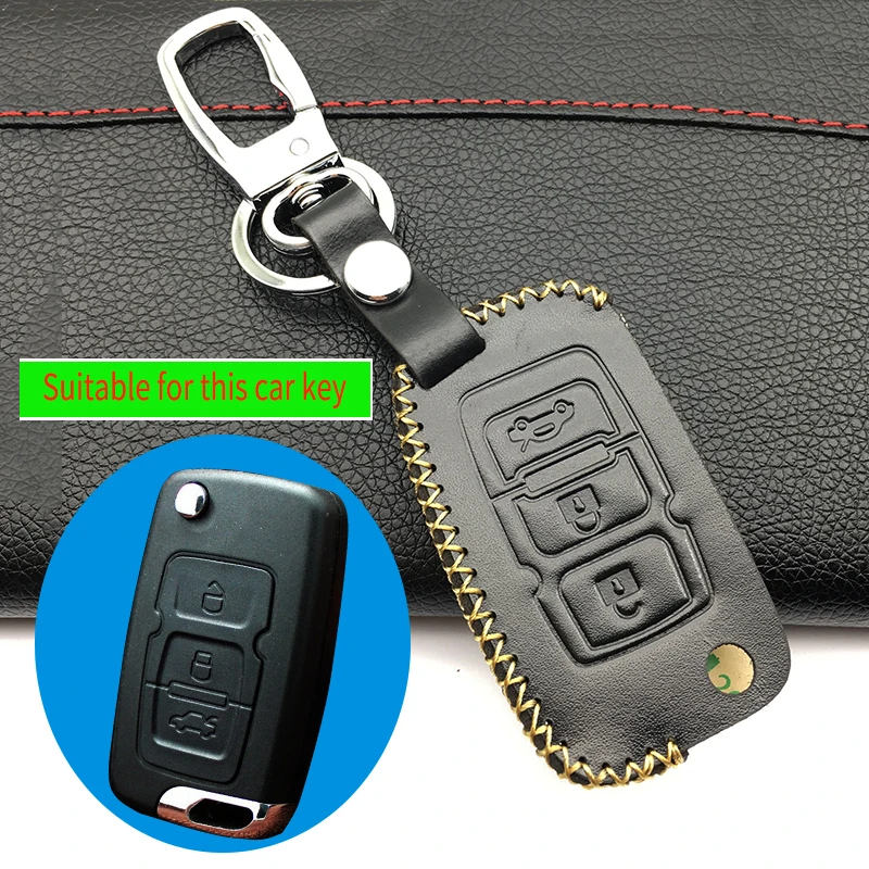 

3 buttons leather car remote key case Keyboard cover For Geely Emgrand EC7 EC718 EC715 GX7 Car wallet car keys accessories