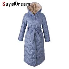 SuyaDream, женские пуховые пальто с капюшоном, одноцветные, стеганые, длинные, теплые парки,, зимняя длинная верхняя одежда