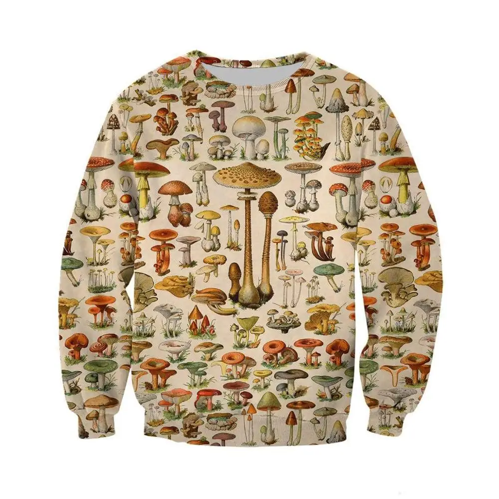 2019 New Vintage Fashion Mens hoodies 3D All Over Printed Mushrooms Hoodies/Sweatshirt Harajuku streetwear sudadera hombre