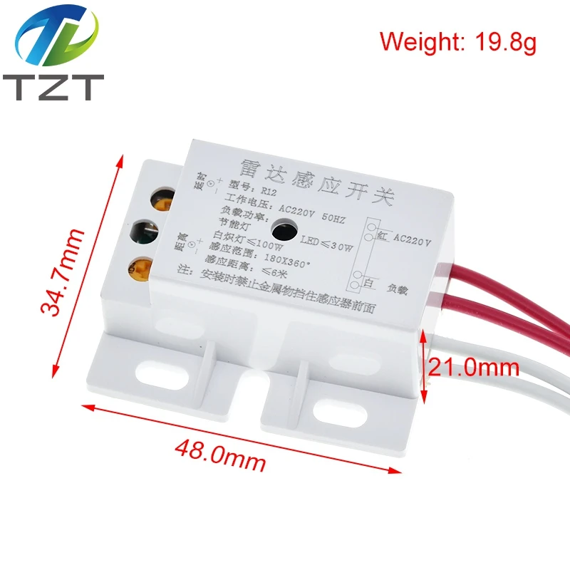220V AC 50Hz Automatischer Infrarot-Erkennungsschalter PIR Mikrowellen-Radar Bewegungserkennungsmodul Einstellbar für Zeit- und Distanzbereich – Detail 6