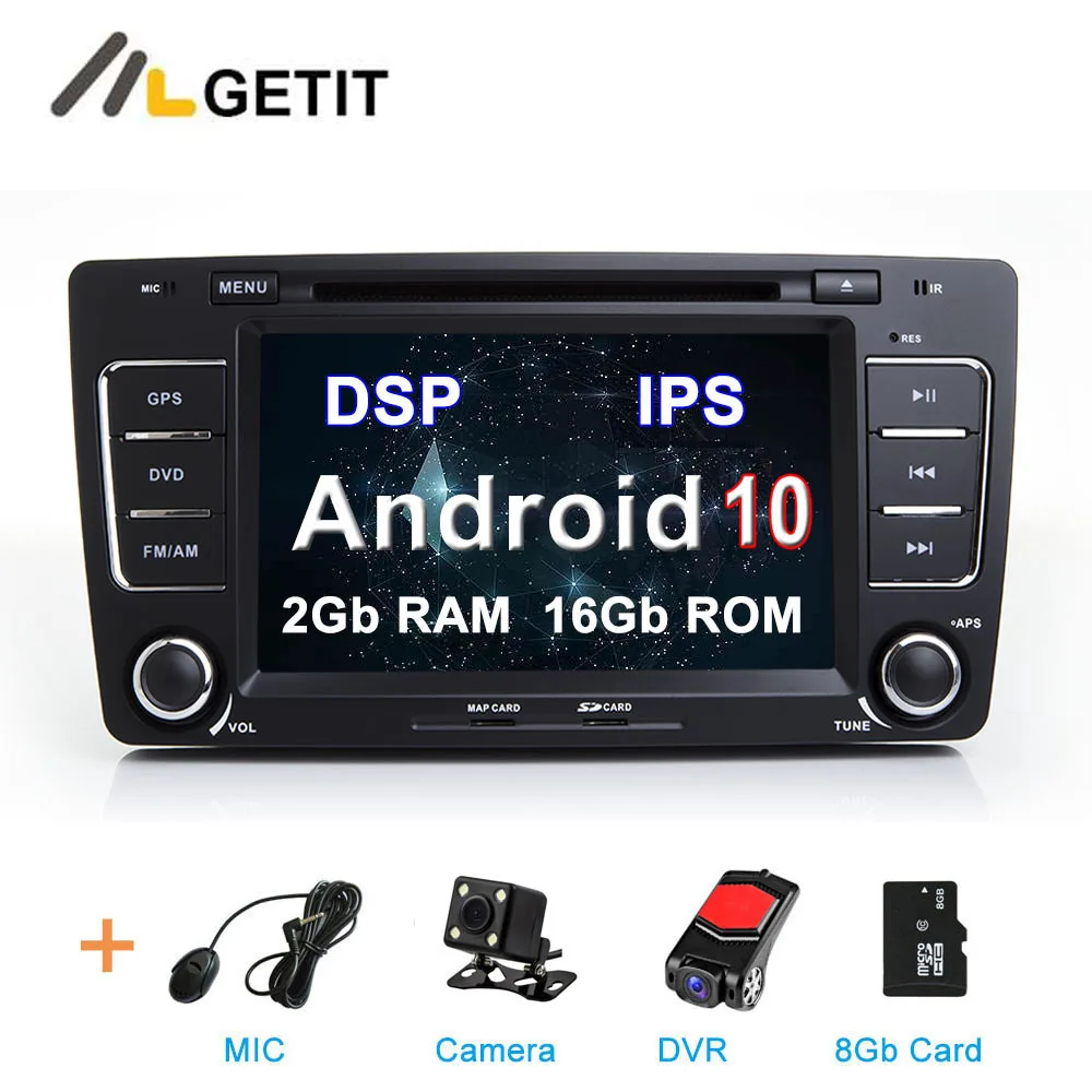 2G CAMERA-DVR-SD-DSP Android 10 автомобильный DVD мультимедийный плеер радио для SKODA Octavia 2009-2012 с WiFi - Цвет: 2G CAMERA-DVR-SD-DSP