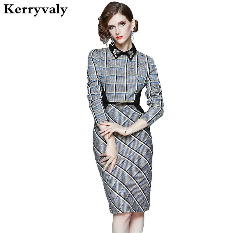 Новинка, рубашка в клетку, посылка из бисера, облегающее платье, Vestidos Invierno Mujer, мини Бандажное, вечерние, женское платье, женская одежда K8571