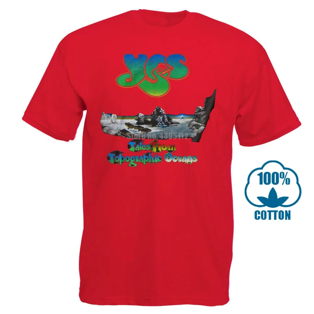 Красный Yes топографическая футболка с океаном Размеры s m l Xl 2Xl новая официальная футболка Yes Band - Цвет: Красный