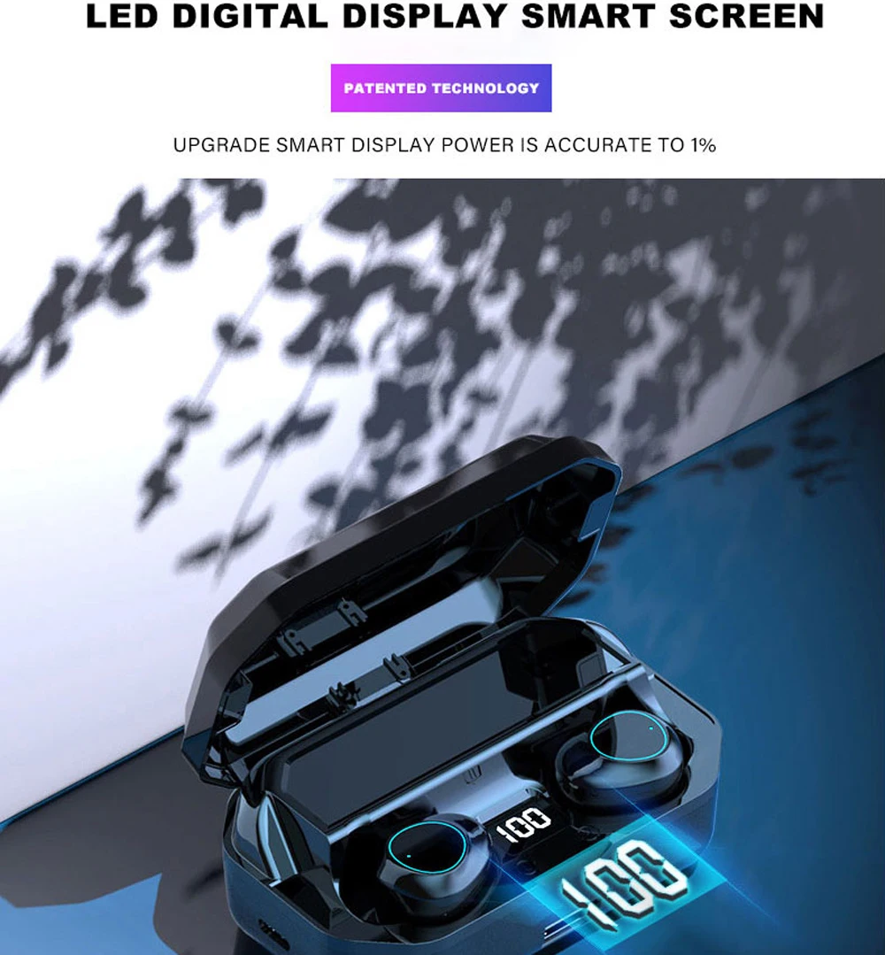 Беспроводные наушники Bluetooth наушники спортивные IPX7 Водонепроницаемая гарнитура hifi объемный HD звук с 6000 мАч светодиодный дисплей для xiaomi