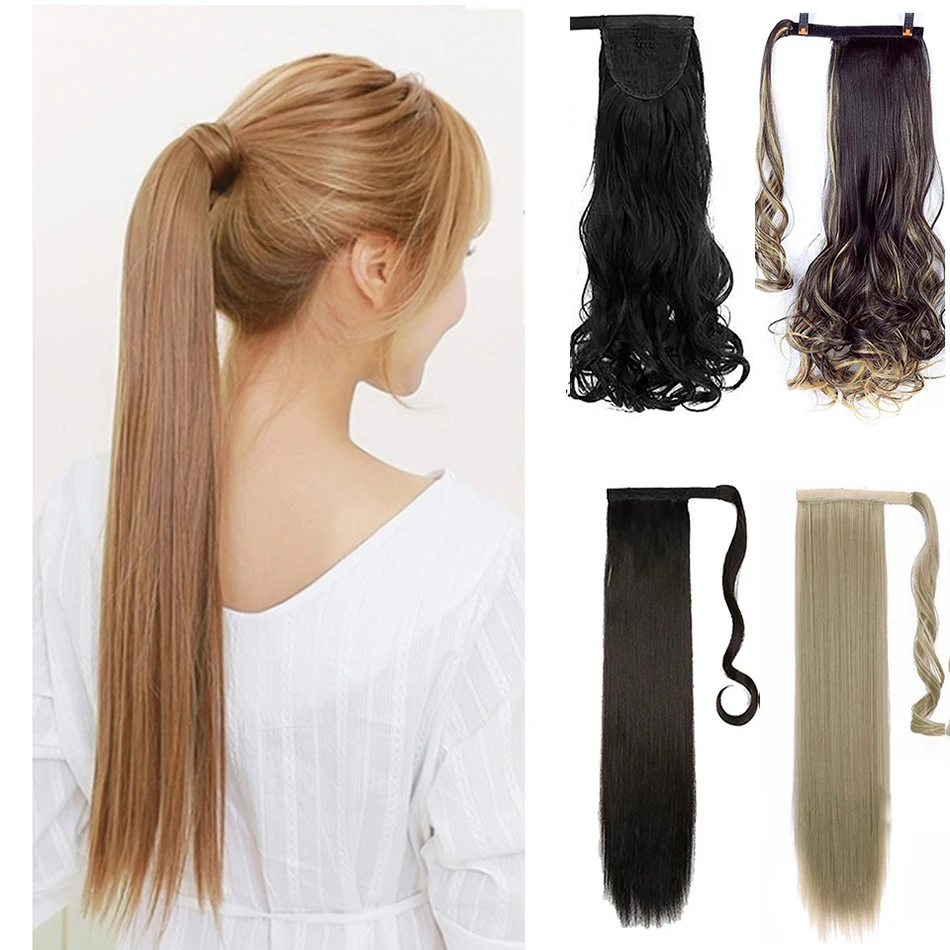 

MUMUPI Straight Ponytail Clip In Wrap Around PonyTail Hair Extension As Synthetic Natural Hair