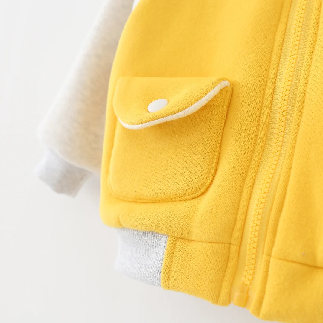 Kids Clothes Boys Jackets Children Baseball Zipper Cartoon Baby Fashion Print Coat Infant Plus Velvet For Children Girls