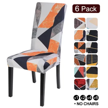 

1/2/4/6pcs Printed Stretch Chair Cover Spandex Universal Removable Dining Chair Protection Covers For Wedding Banquet Hotel
