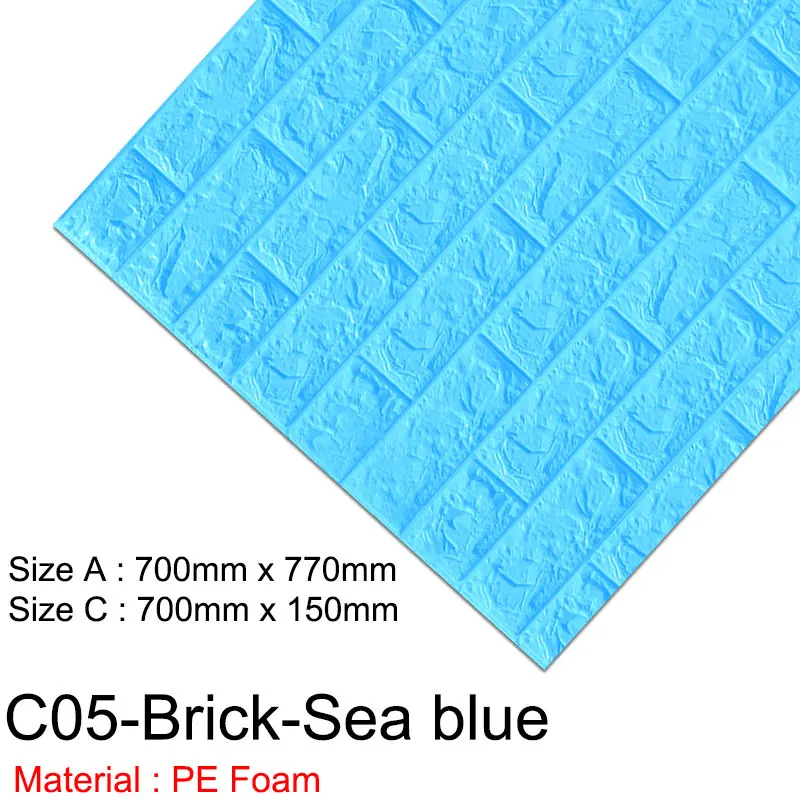 C05-Brick-Sea Blue 3D настенная бумага, кирпич, мрамор, водонепроницаемая настенная бумага, 3D настенная бумага, декор для спальни, детской комнаты, гостиной, DIY, самоклеющаяся бумага - Цвет: C05-Brick-Sea Blue