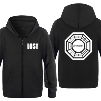 

Dharma Initiative Lost Hoodies Men 2018 Men's Fleece Zipper Cardigans Hooded Sweatshirts