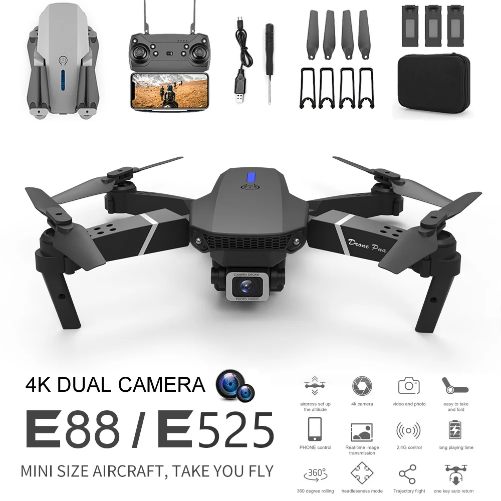 Мини-Дрон E88/E525 складной камера 4K HD FPV дистанционное управление | Игрушки и хобби