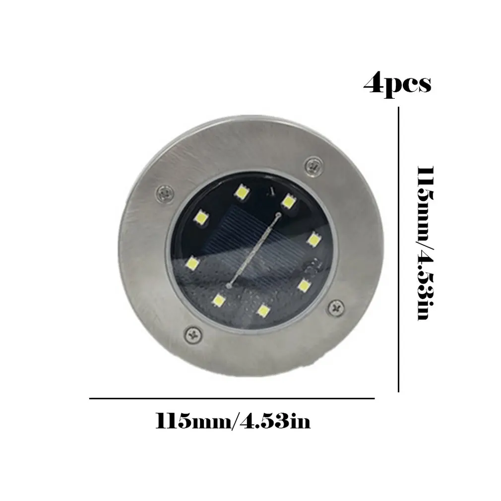 Солнечный подземный свет 8Led из нержавеющей стали на открытом воздухе наземная трава свет Солнечный сад диск водонепроницаемый свет