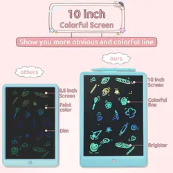 Novo lcd escrita tablet 10 Polegada colorido criança doodle placa de desenho tablet com caneta clipe apagável desenho almofadas brinquedo educacional