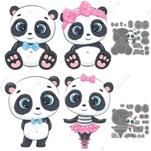 Hot New Metal Cutting Dies Cute Lovely Pandas Stencils for Making Scrapbook Papper Cards Album Birthday Cards Embossing Cut Dies