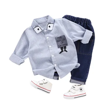 

Spring Autumn Children Fashion Clothes Baby Boys Girls Lapel Shirt Jeans Pants 2Pcs/sets Kids Infant Clothing Toddler Tracksuit