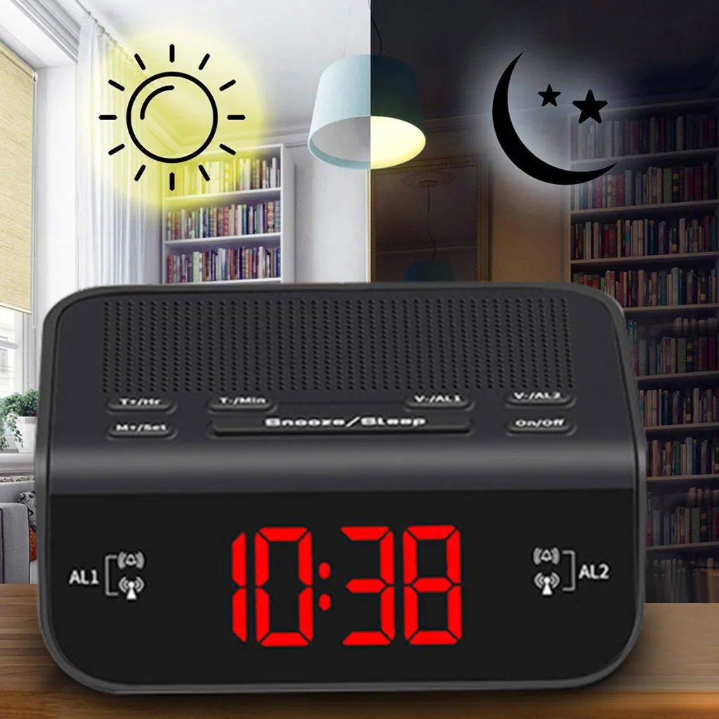 Будильник Fm радио с двойным будильником функция повтора сна Led Time Cloc Часы Новые будильники будзик