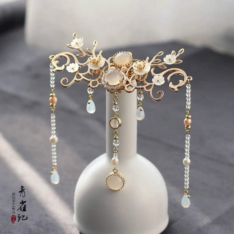 vintage handmade hair bun kimono COSPLAY shell flower bead tassel hairpin hair crown Hair accessories Headwear do-up tools