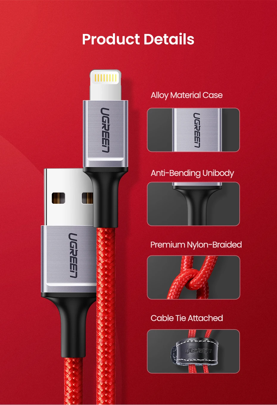 Ugreen USB кабель для iPhone кабель Lightning 2.4A быстрое зарядное устройство для iPhone 11 Pro Max Xs Max XR X 8 7 6 5 iPad iPod Кабель для передачи данных