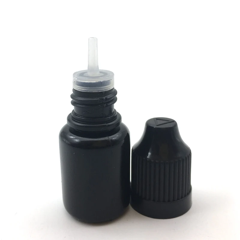 

50pcs Empty 5ml Filled Vial Squeezable Black Plastic Dropper Bottle Sample Liquid Essence PE Container Child Protection Cap