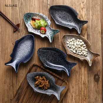 

Japanese fish-shaped creative special-shaped ceramic breakfast plate snack dish living room dining room decoration