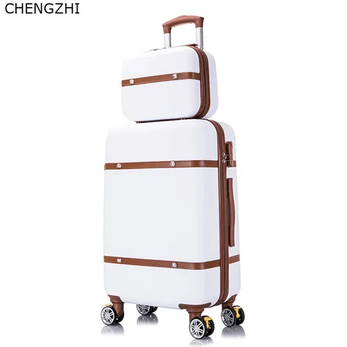 CHENGZHI 2" 22" 2" 26 дюймов ретро женский багаж на колёсиках наборы Spinner ABS студенческие дорожные сумки кабина пароль чемодан на колесиках - Цвет: a set