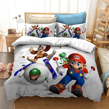 

Home Textile Mario Bros.character Cartoon Bedding Set Children Lovely Duvet Cover Set Pillowcase Europe/USA/Australia King Size