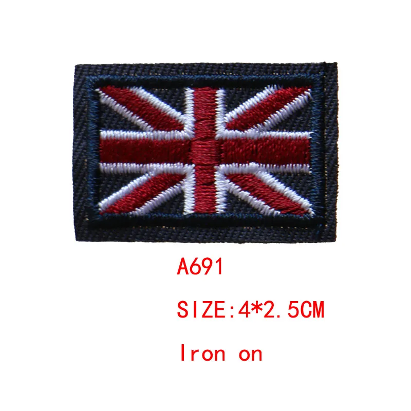 2 Pcs National flags icon Embroidered Iron on Patches for Clothing DIY Stripes Clothes Patchwork Stickers Custom Badges - Цвет: A691