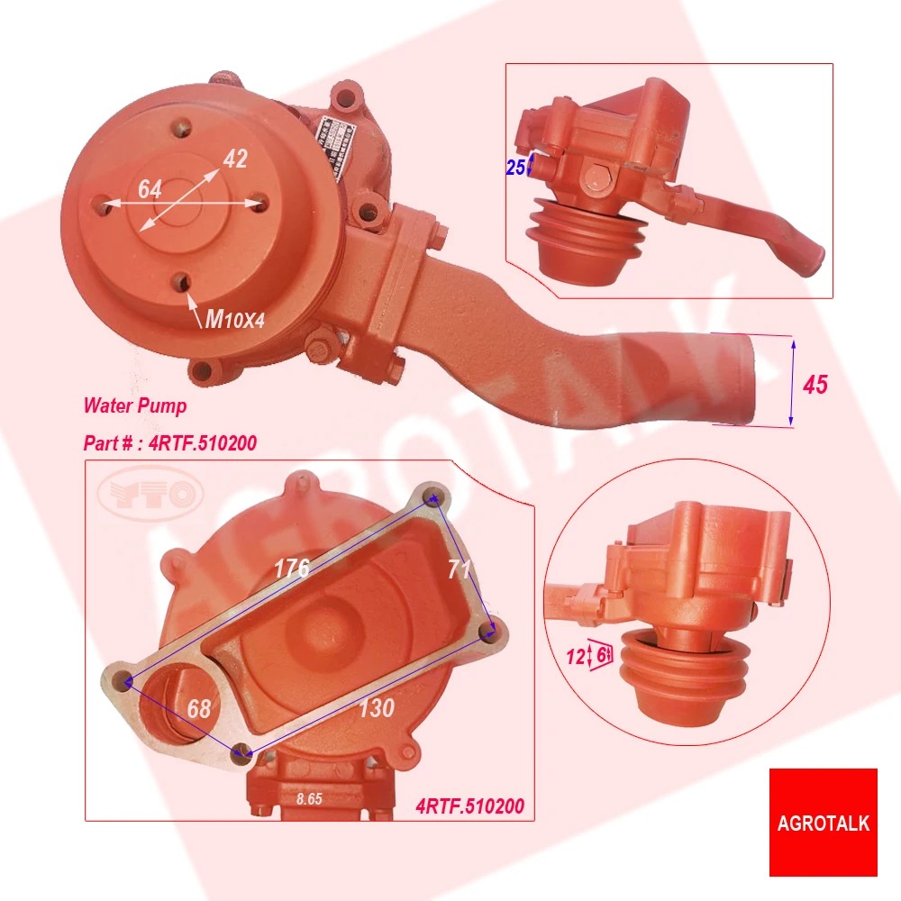 

Water pump for YITUO series engine , number: 4RTF.510000 / 4RTF.510200 , please send us the engine nameplate to check firstly