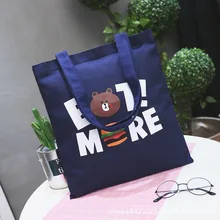 Микро для корейского стиля коричневый медведь напечатаны одна сумка тканевая через плечо студента бу xi dai большой объем