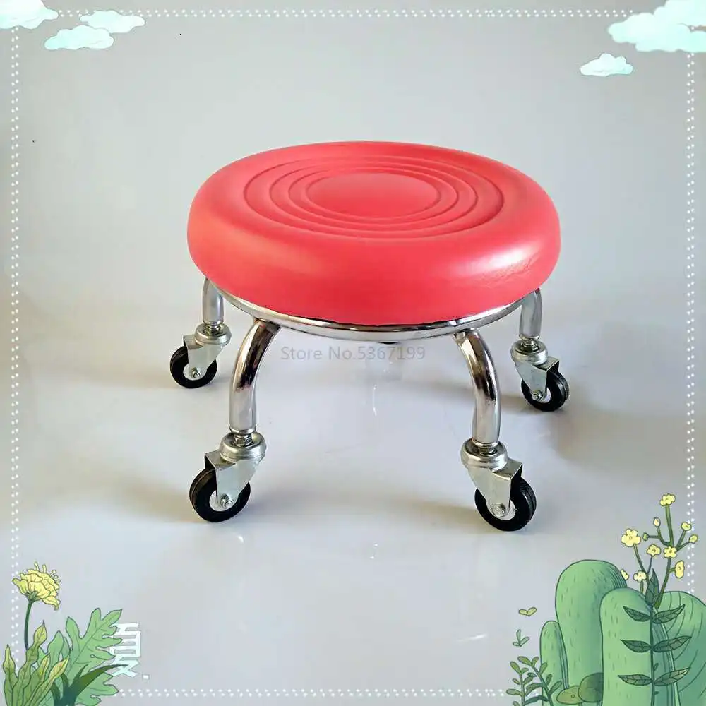 Pulley Stool Beauty Sewing Construction Stool Round Bench Stool with Doll Stool Child Toddler Stool Pulley Stool Squat Stool - Цвет: Розовый