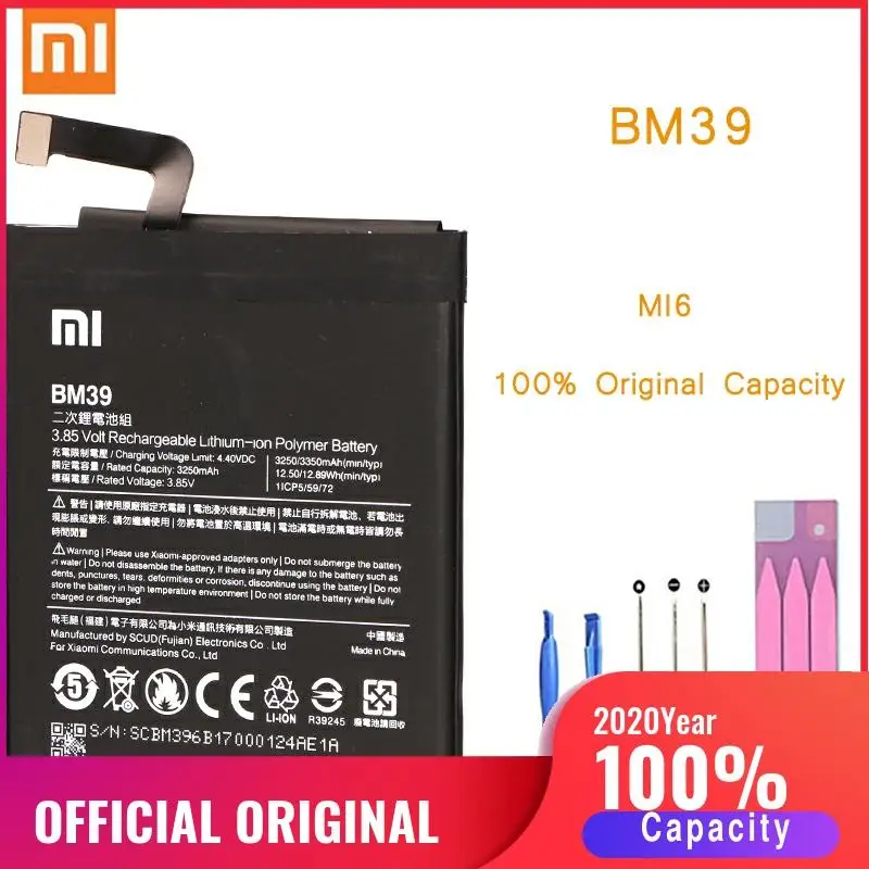 Оригинальный аккумулятор для телефона Mi6 батарея Xiaomi Mi 6 BM39 сменные батареи Xiomi