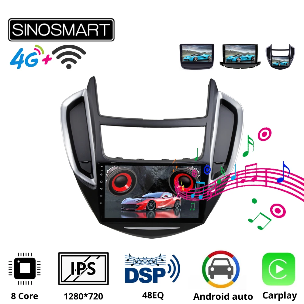 Sinosmart 8 ядер DSP 48EQ автомобильный радиоприемник с навигацией GPS для Chevrolet Trax Equinox 2014