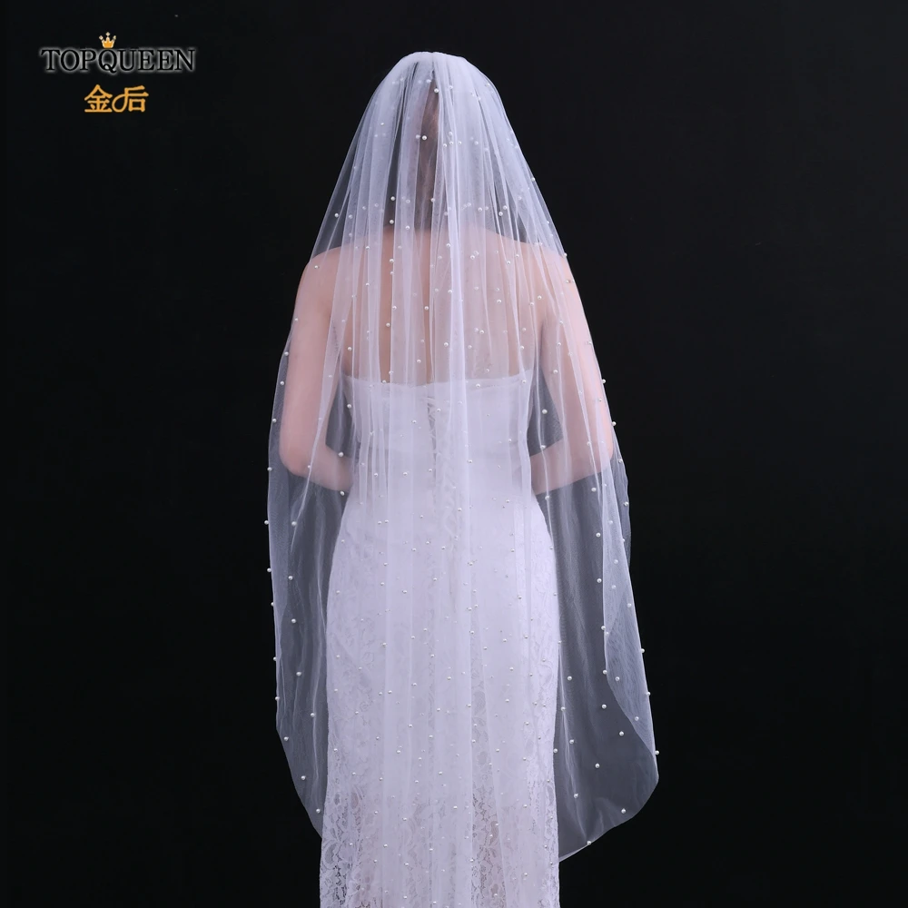 TOPQUEEN V05 Pearls Wedding Veils with Comb 100% Handmade Beaded Wedding Accessories 3M Cathedral Wedding Veil Luxury Elegant TOPQUEEN V05 Pearls Wedding Veils with Comb 100% Handmade Beaded Wedding Accessories 3M Cathedral Wedding Veil Luxury Elegant