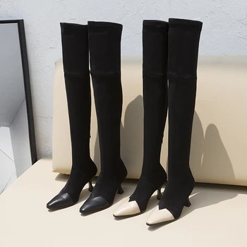 

Genuine Leather over the Knee High Boots New High Heels Night Club Shoes Woman Winter Female Warm Long Boots Women